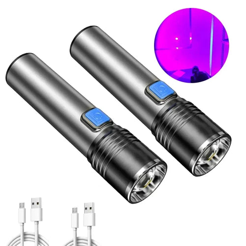 395nm UV Flashlight Blacklight Zoomable USB Rechargeable UV Light