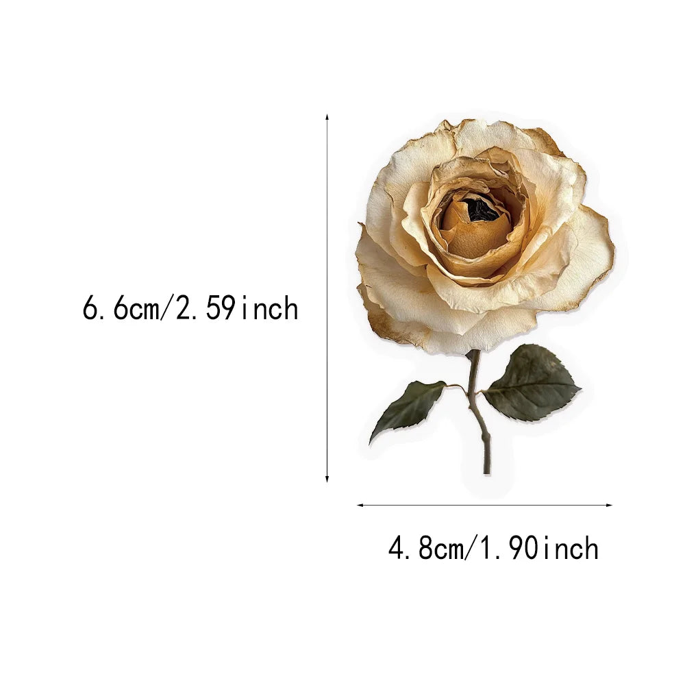 50PCS Dried Rose Decorative Graffiti Stickers DIY Luggage Notebook