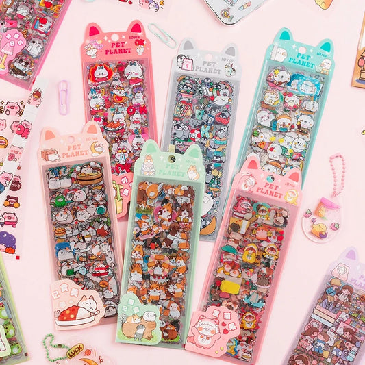 10Sheets Pet Planet Series Cartoon Transparent Waterproof PVC Ledger