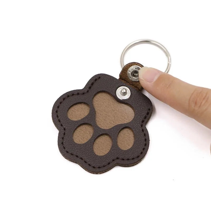 Pet Hair Memorial Keychain PU Leather Keepsake Locket for Cat Dog Fur