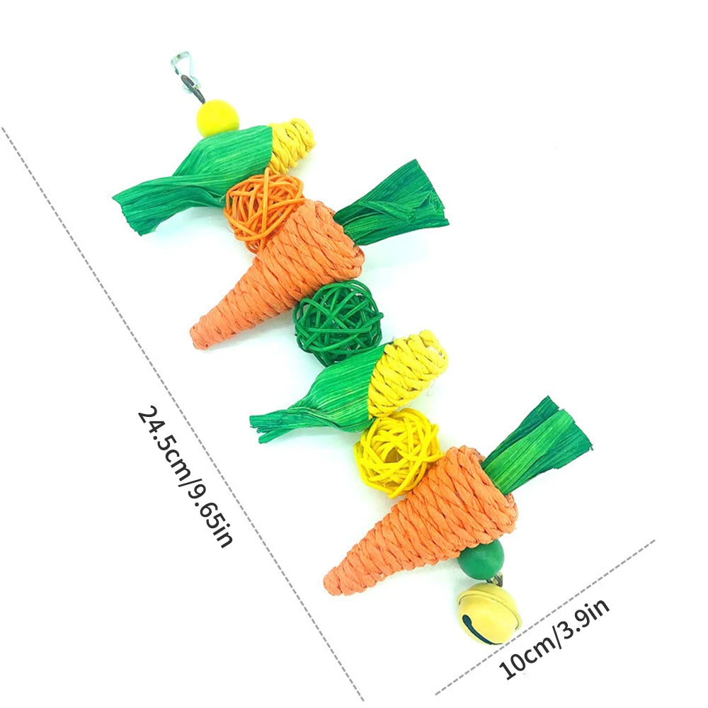 Small pet chewing toy hamster rabbit hand woven carrot corn vine ball