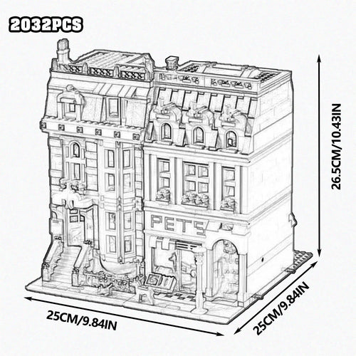 Creative Expert Bricks Bank Cafe Corner MOC Street View City Model