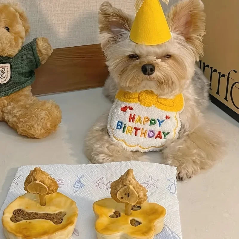 Adorable Dog Cat Puppy Birthday Hat & Bandana Set Cat Dog Accessories