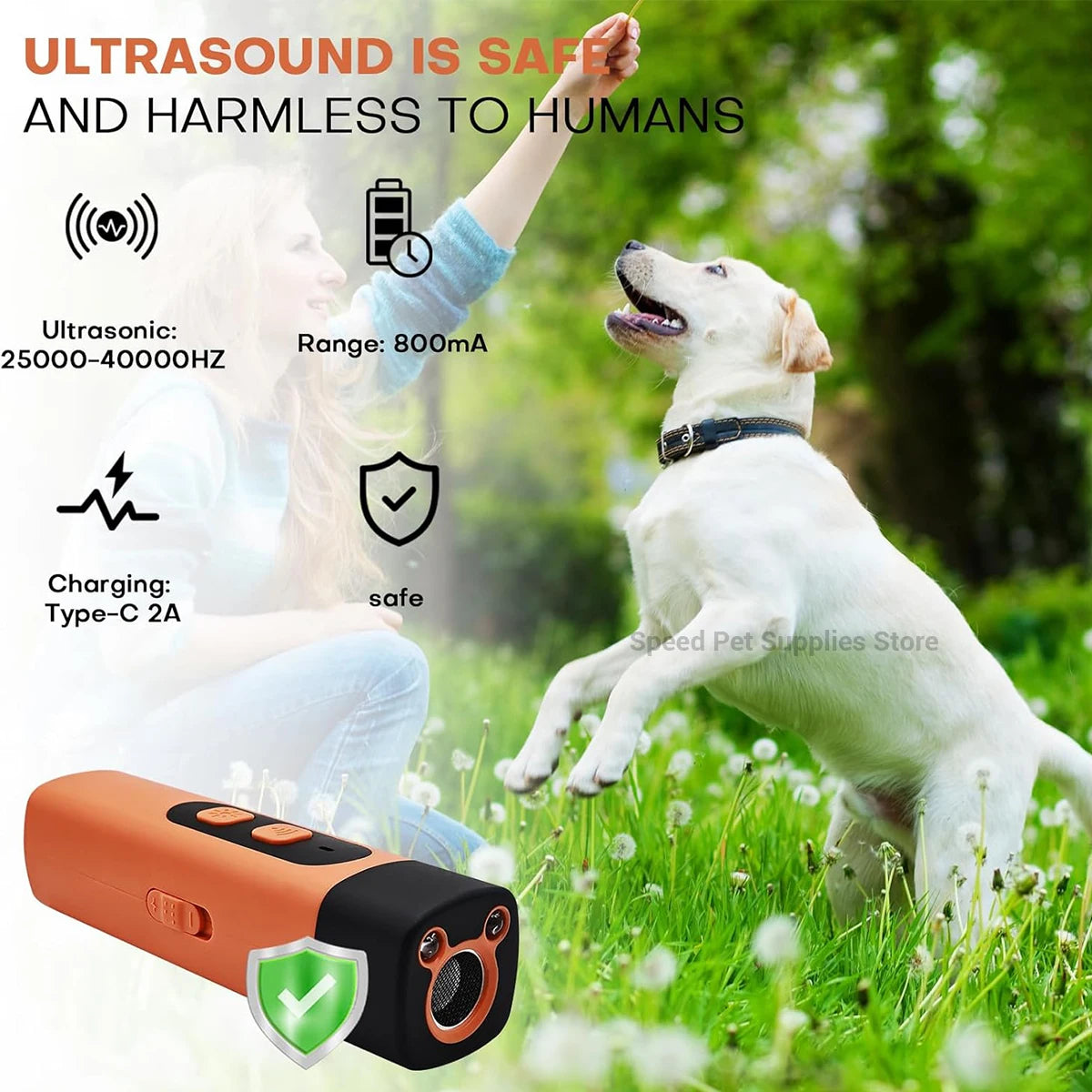 Ultrasonic stray dog repellent pet dog training device rechargeable
