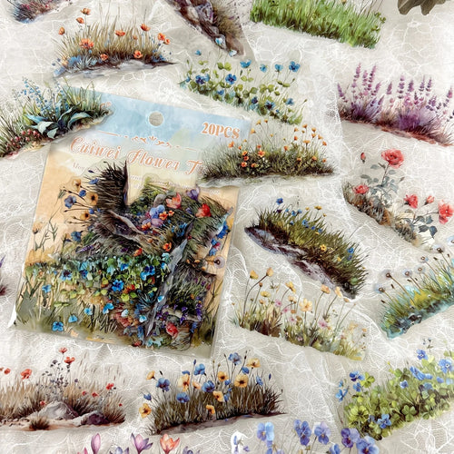 20 Pcs Plants Flowers Clusters Stickers Landscape Deco Materials DIY