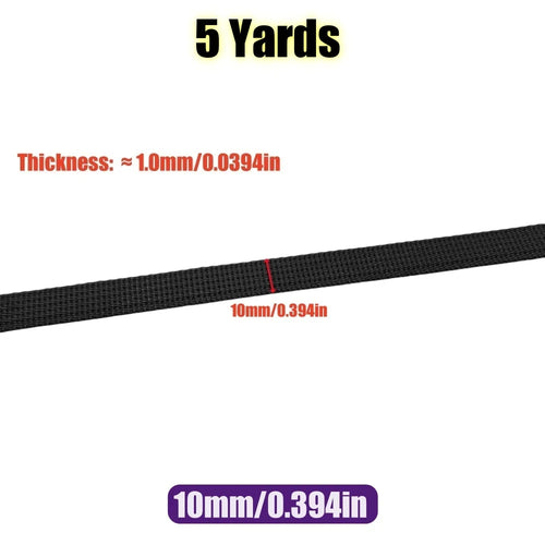 5 Yards 10-50mm Black Nylon Webbing Tape Backpack Strap Pet Collar