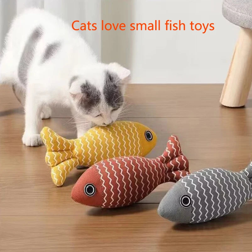 Cat toy self high boredom resistant bite clean teeth linen fish