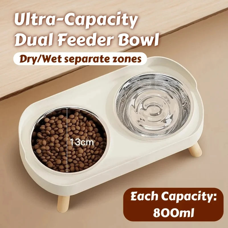 Dopamine Colorful Elevated Pet Feeder: Dual Stainless Steel Bowls with