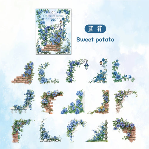 30 pcs Flowers Corner Stickers Retro Hollowed Out Frames Sticker Pack