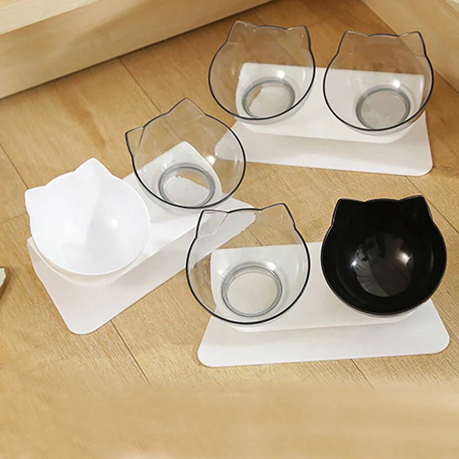 Slanted Mouth Cat Bowl, Neck Protector, Cat Double Bowl, Pet