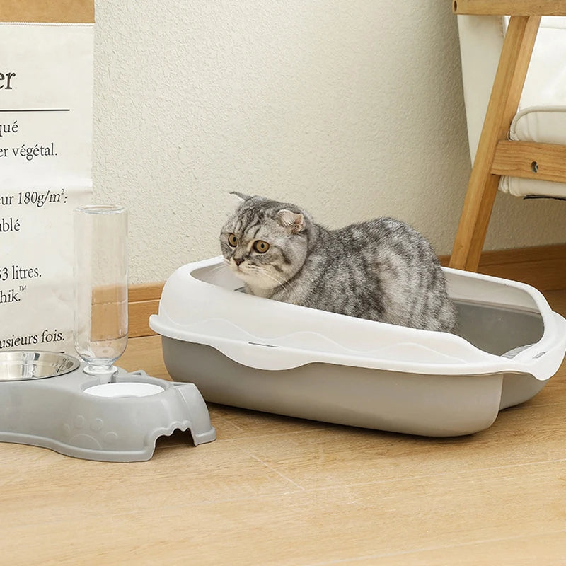 Semi-enclosed Litter Box Spatter-proof Cat Toilet Large Kitten