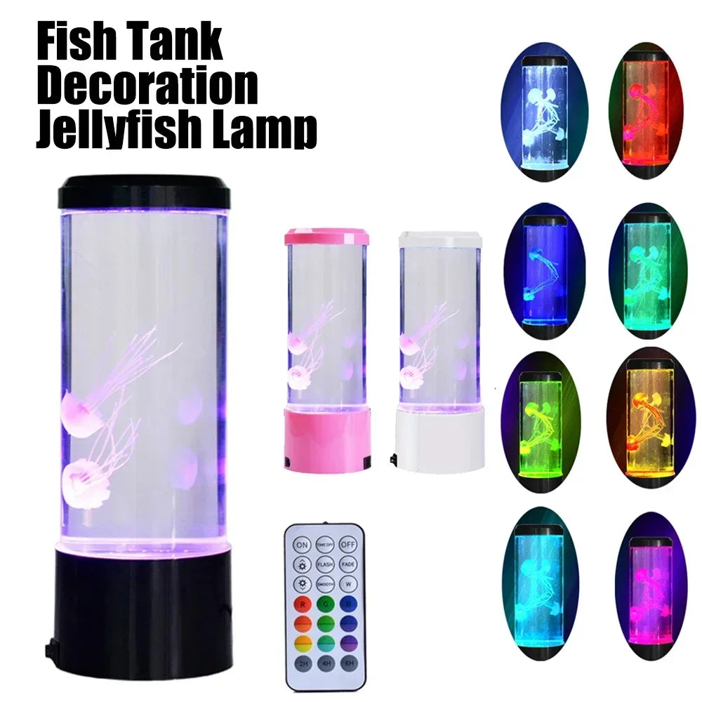 Jellyfish Lamp LED Remote Control Color Changing Aquarium Light With 8