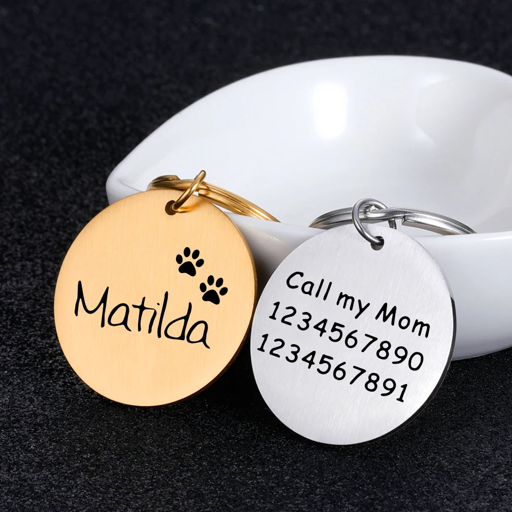 1pc Romantic dog footprint Customized Name and text Cat Dog ID Tag