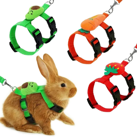Rabbit Cat Harness and Leash Set Adjustable Pet Lead Leash for Small