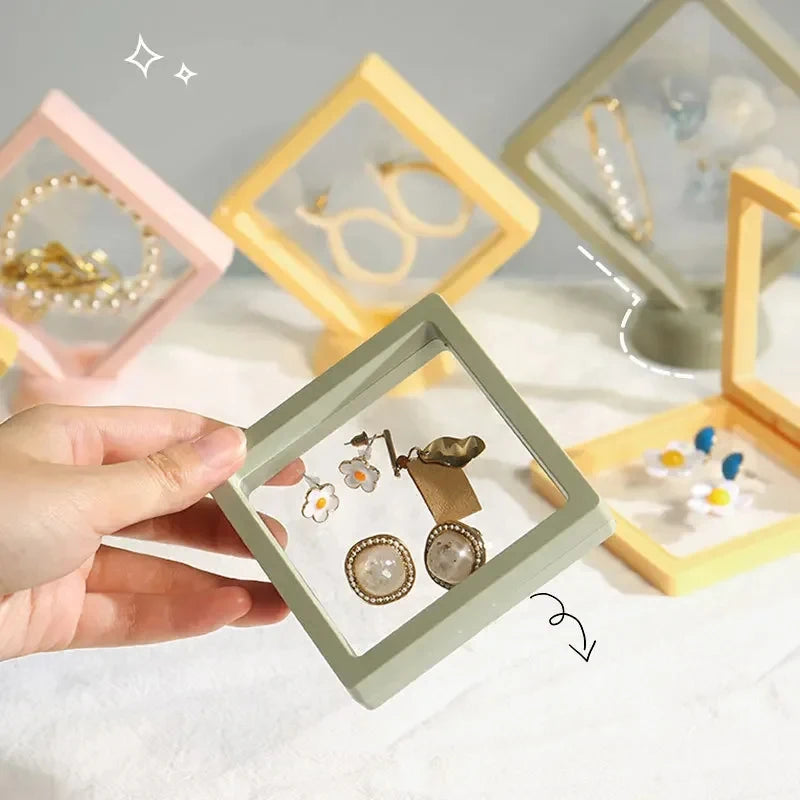 10PS Transparent Film Jewelry Packing Box Suspended Ring Earrings