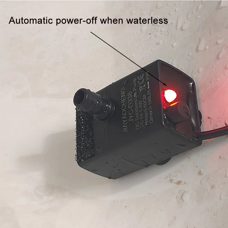 Ultra Quiet USB Aquarium Fish Tank Filtration Pump Mini Pet Fountain