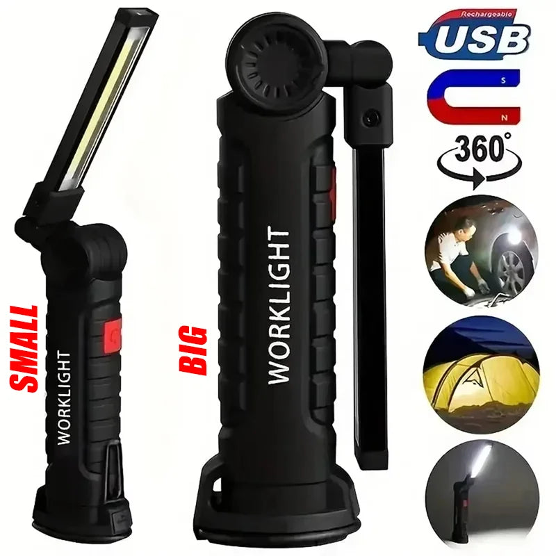 395nm LED UV Flashlight USB Rechargeable Foldable Lamp with Magnet