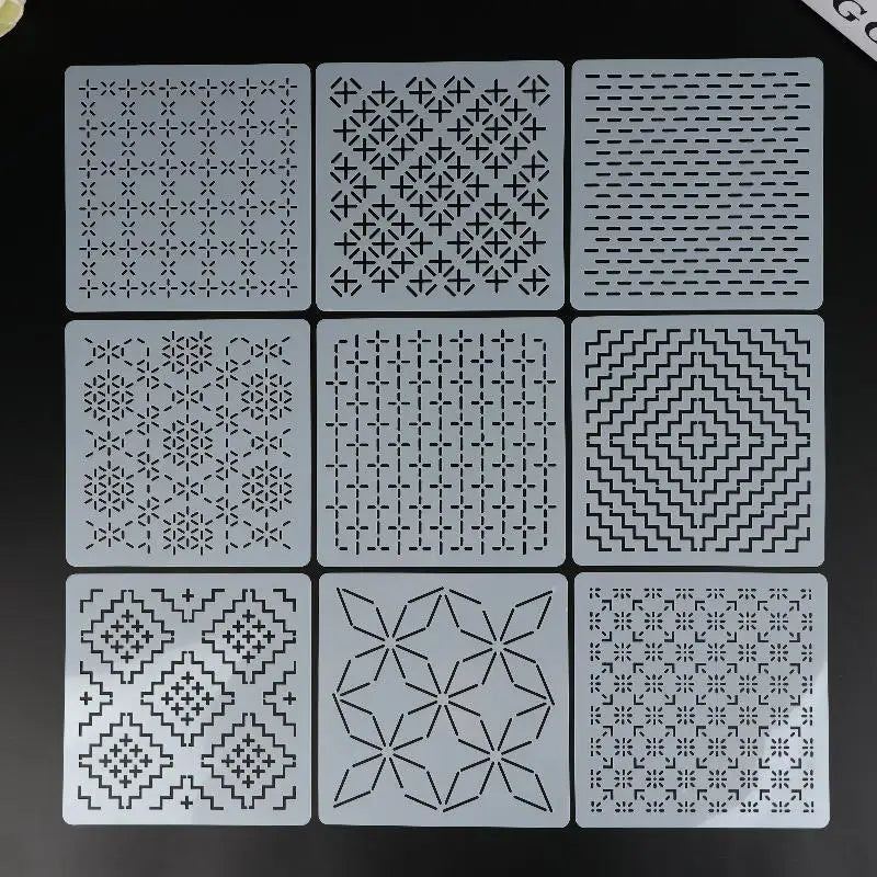 9/32Pcs Sashiko Embroidery Template DIY Geometric Patchwork Stencil