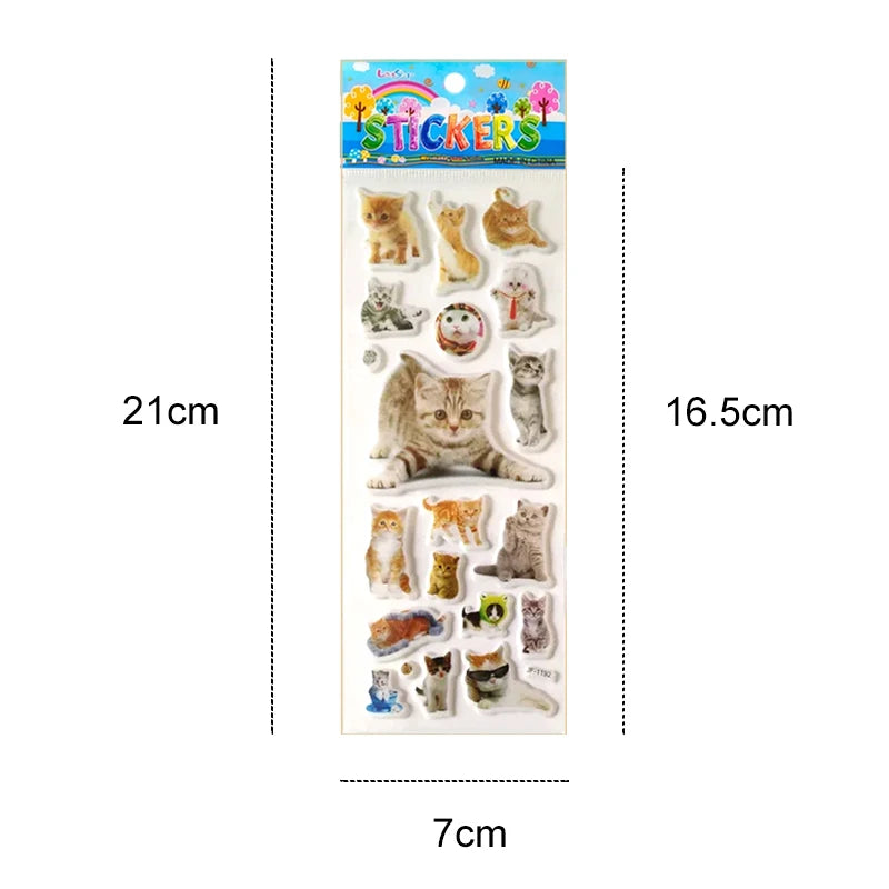 6 Sheets 3d Pet Dog and Cat Stickers for Car Styling Scrapbook Animal
