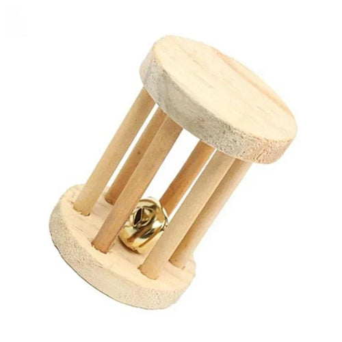 Cute Rabbit Roller Toys Natural Wooden Pine Dumbells Unicycle Bell