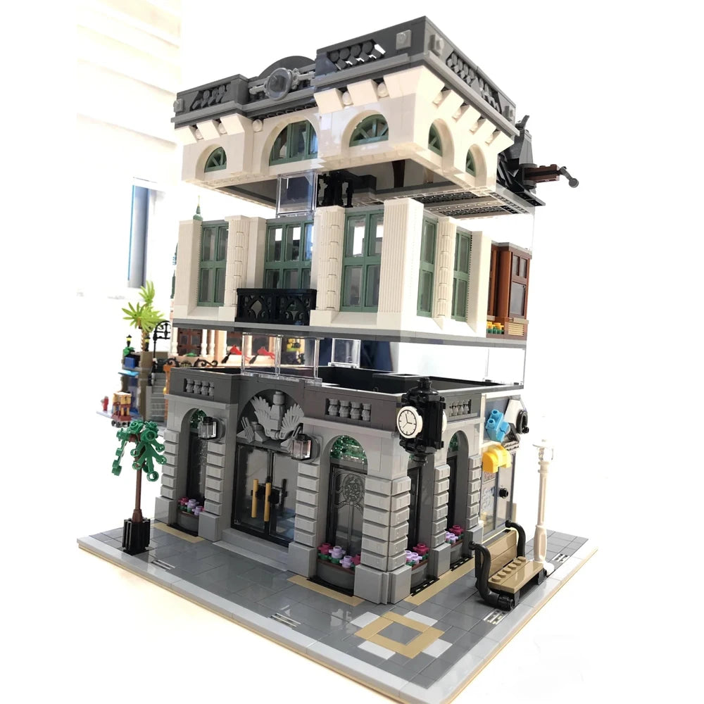 Creative Expert Bricks Bank Cafe Corner MOC Street View City Model