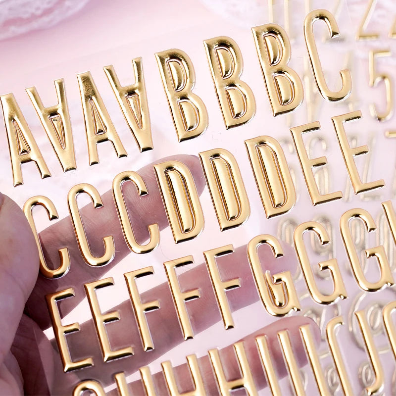 3 Sheets 3D Gold Puffy Letter Number Stickers Letters Stickers Self