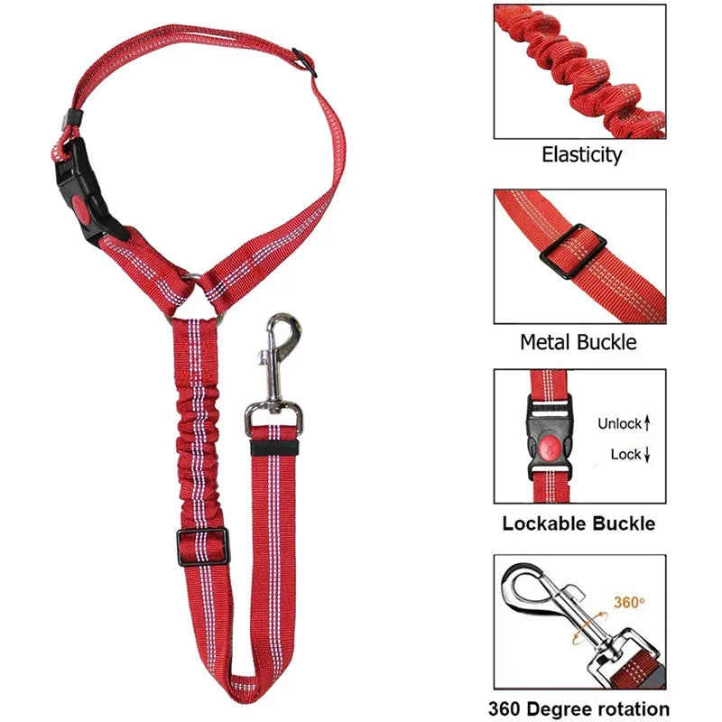 New Solid Two-in-one Pet Car Seat Belt Dog Harness Leash BackSeat