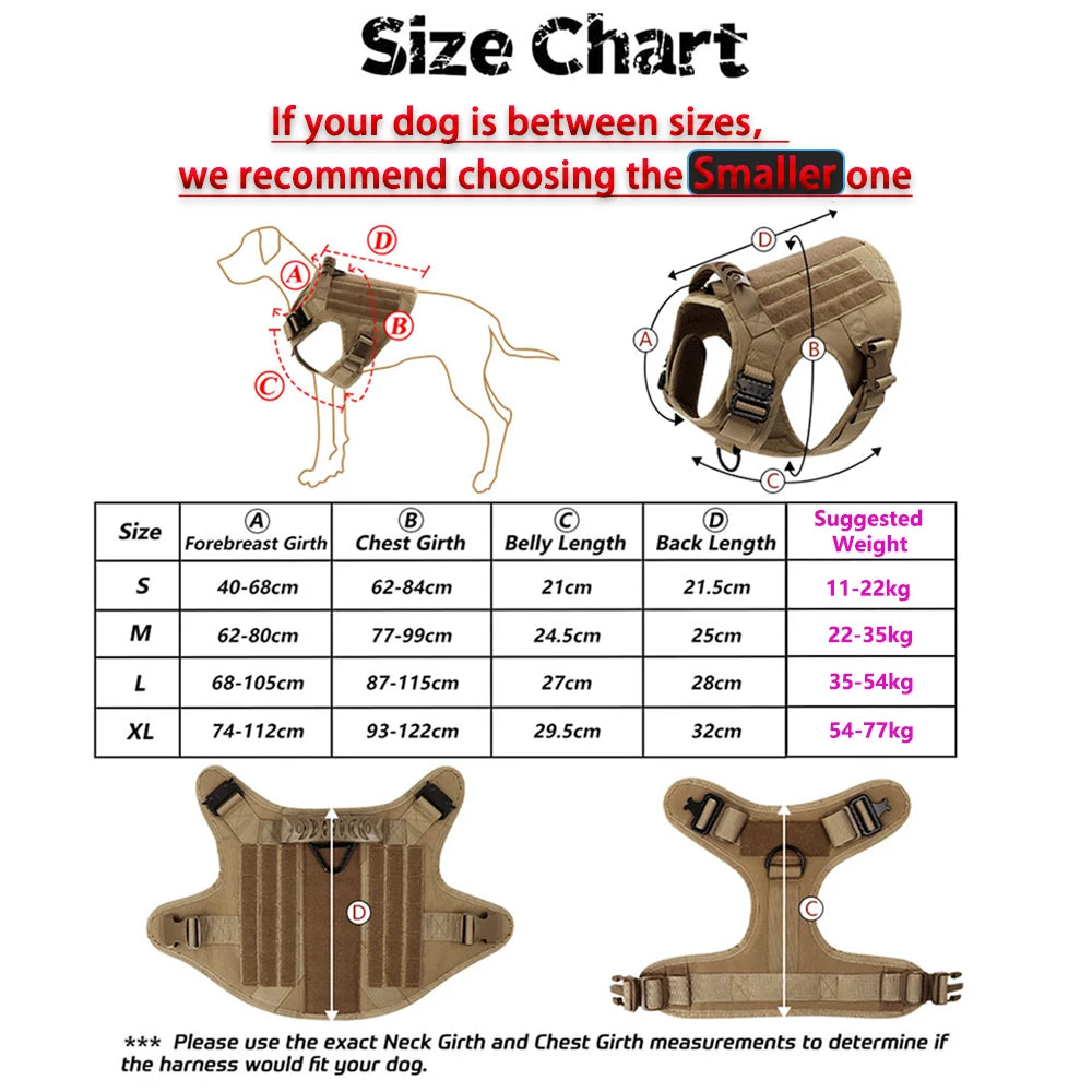 Military Large Dog Harness Pet German Shepherd Malinois Training Vest