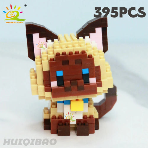 HUIQIBAO Cute Cat Micro Model Building Block Kids Mini Pets City