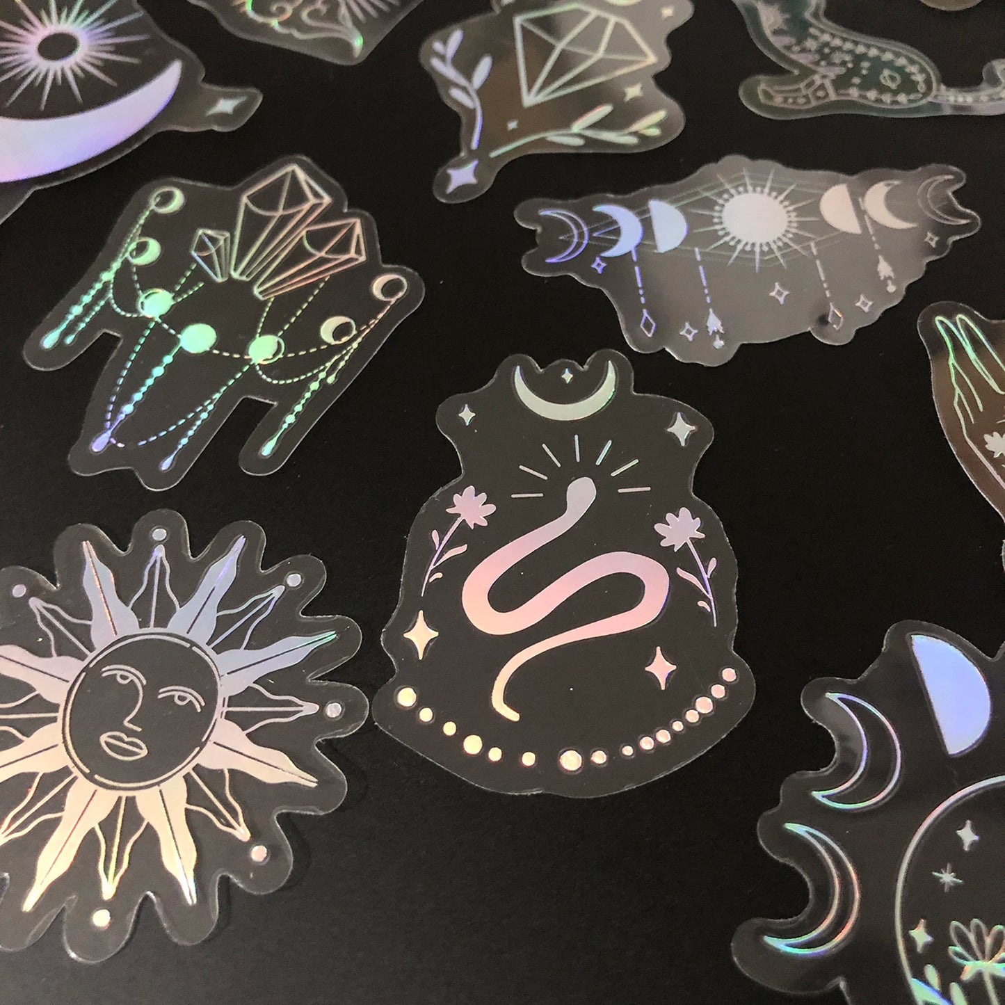 100 pcs Laser Silver Stickers Waterproof Transparent PET Adhesive