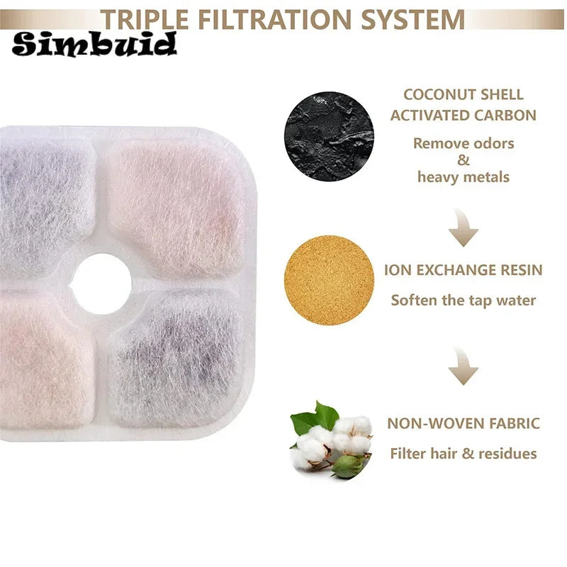 6/12pcs Replacement Activated Carbon Filter For Cat Water Drinking