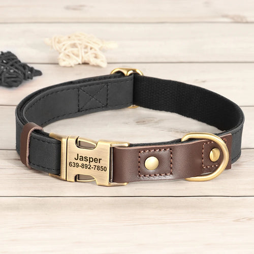 Free Custom PU Leather Dog Collar Engraved Dog Collars Adjustable Pet