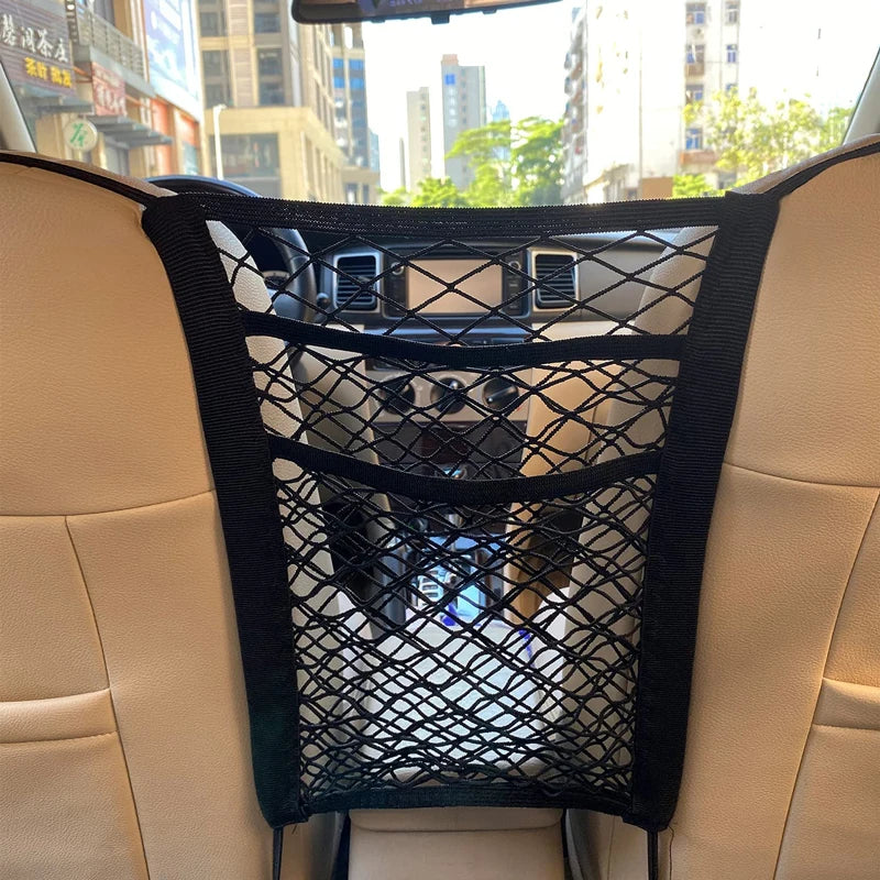Car Storage Net Bag Between Seats Car Divider Pet Barrier Stretchable