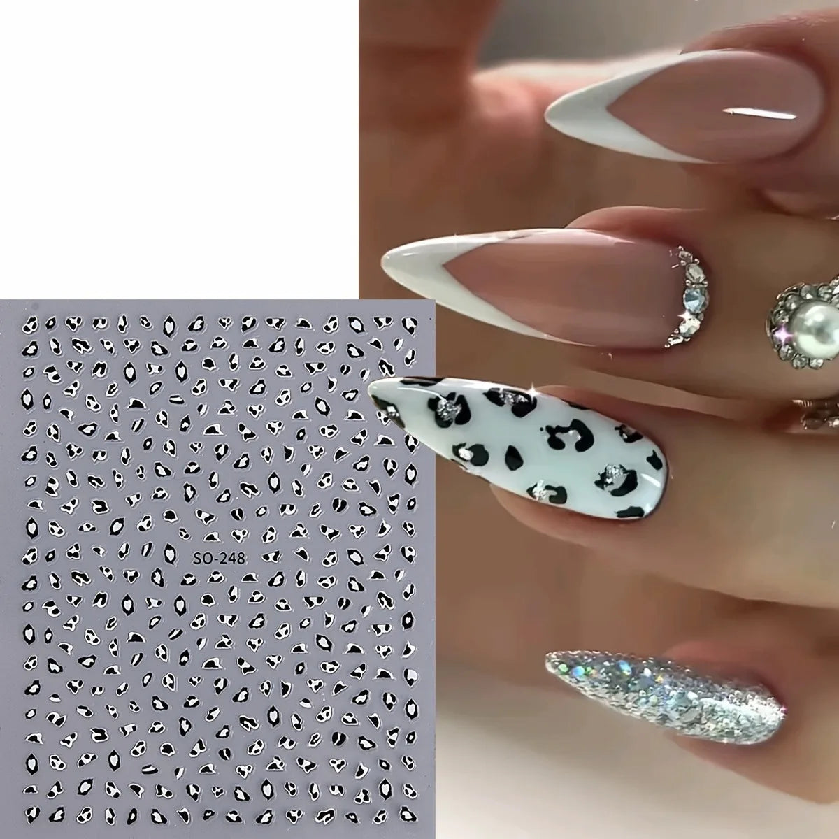 3PCS Meilad leopard print nail stickers, easy to apply for DIY nail