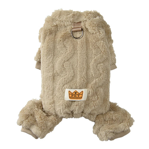Soft Dog Clothes For Winter Warm Puppy Jumpsuit With D-ring Flannel