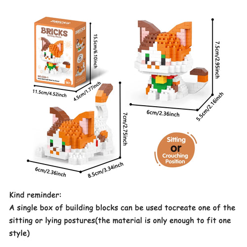 Micro Mini Super Cute Micro Cat Building Kit Tiny Pet Series Doll