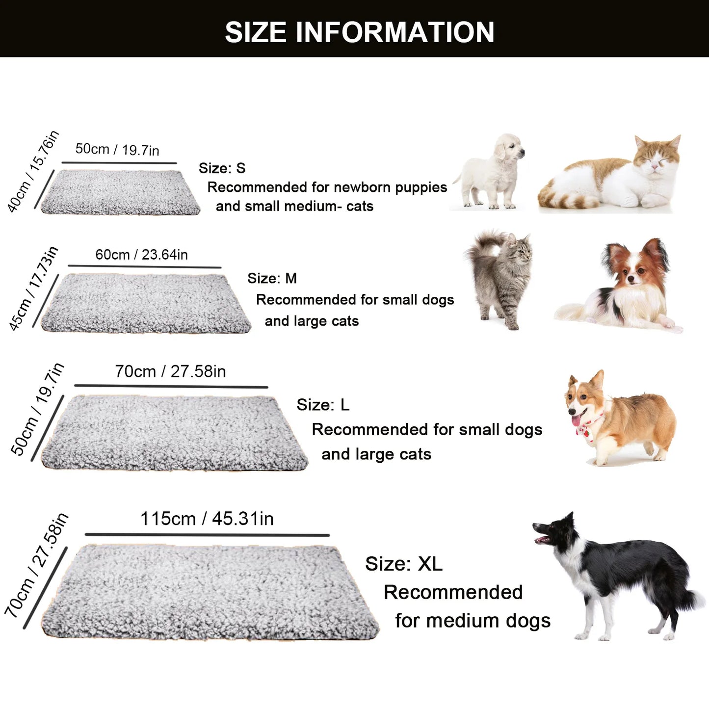 Self-Heating Pet Mat, Super Soft Aluminum Film Dog Mattress For