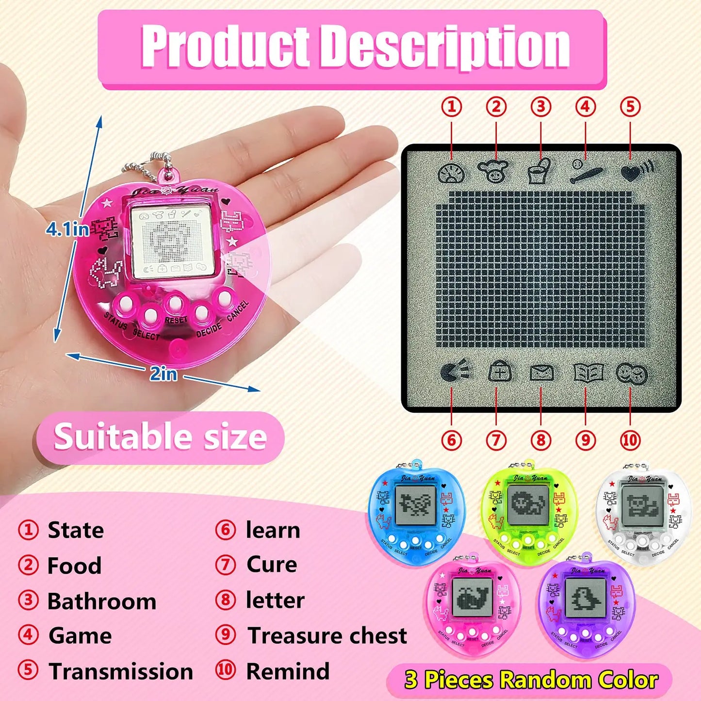Kids Electronic Pets Game Tamagotchi Handheld Game Console Toy in