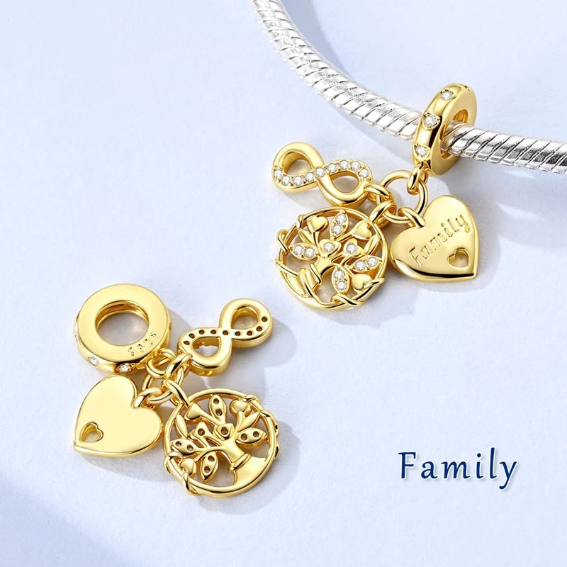 Hot 925 Sterling Silver Gold Charm Bead Pendant Cat Dog Pet Animal