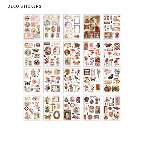 20 Sheets Vintage PET Sticker Book Diy Diary Butterfly INS Album