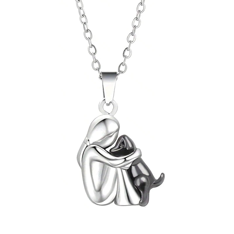 Fashion Women and Dog Necklace Cute Little Girl Puppy Pendants