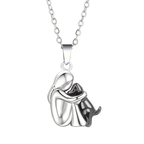 Fashion Women and Dog Necklace Cute Little Girl Puppy Pendants