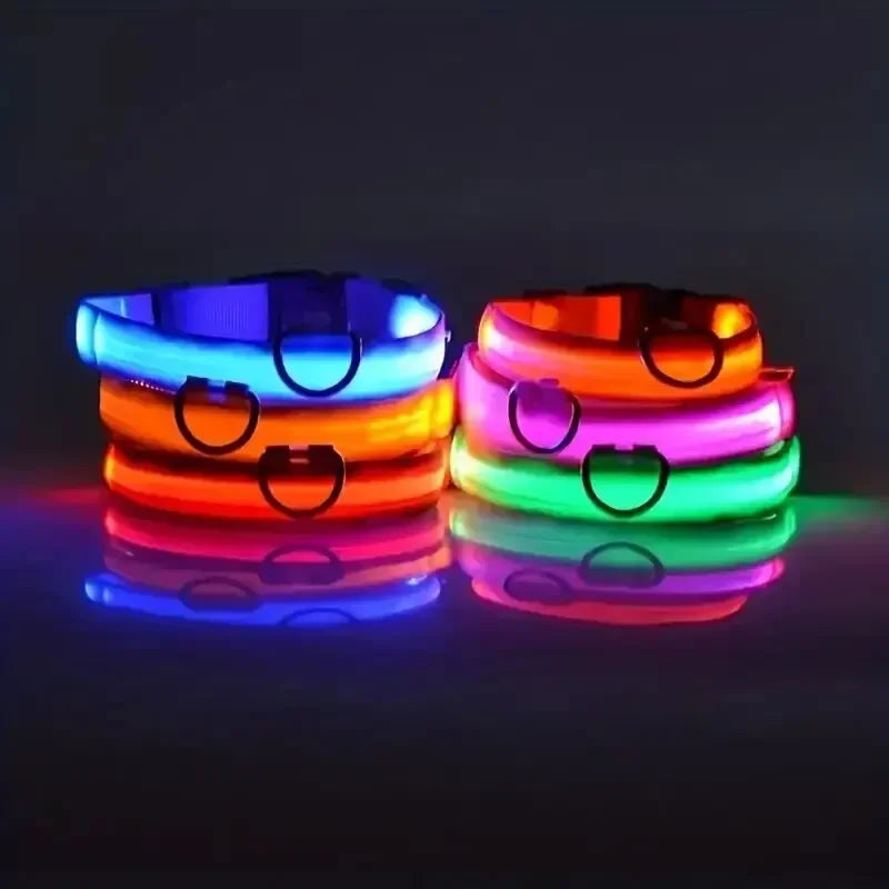 Light Up LED Pet Dog Collar Safety Night Walking Flashing Glow In The