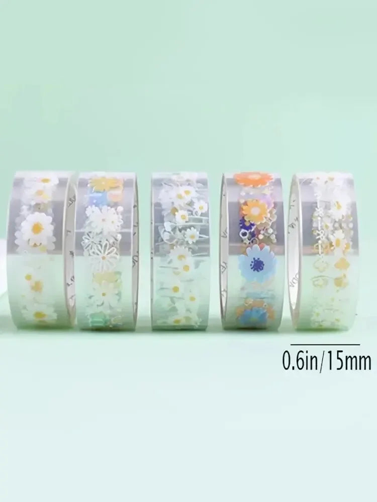 5 Rolls Transparent Decorative Tape PET Waterproof Self-Adhesive