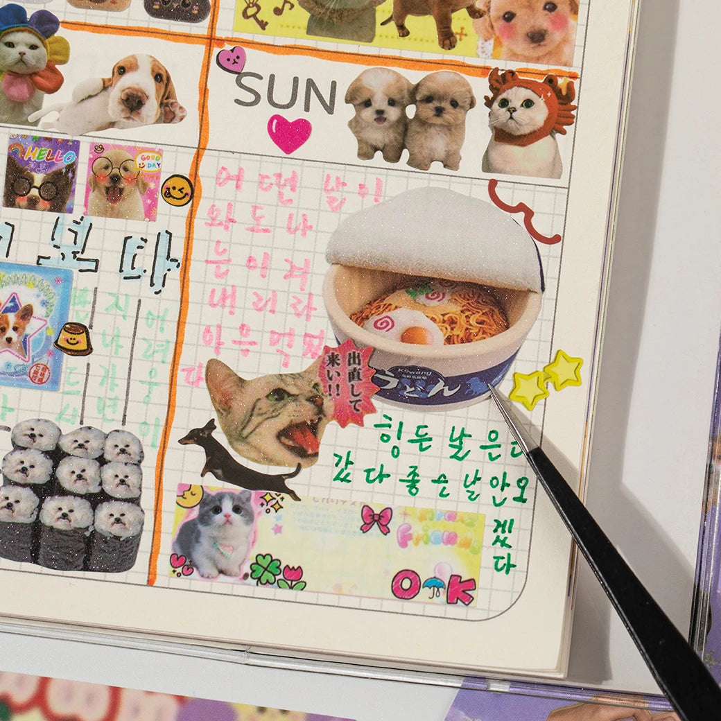 30Pcs/Book Cute Pet Battle Cut-Out Coil Sticker Book DIY Handbook