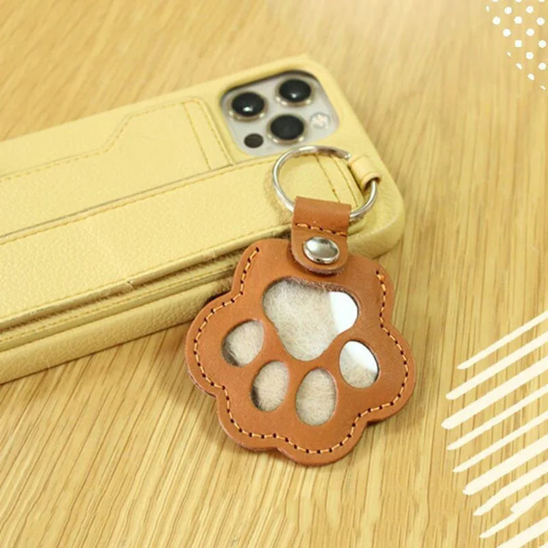 Memorial Leather Pet Hair Storage Bag Cat Paw Keychain Multifunctional