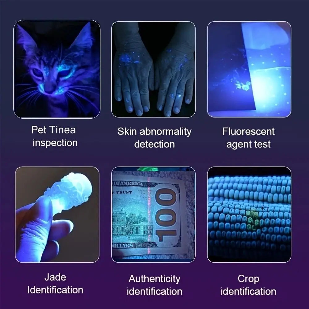 365/395nm Zoom UV Flashlight USB Rechargeable Ultraviolet adhesive