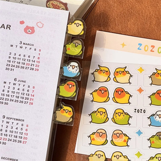 10/20 Creative and Cute Parrot Index Stickers, PET Bookmark, Hand
