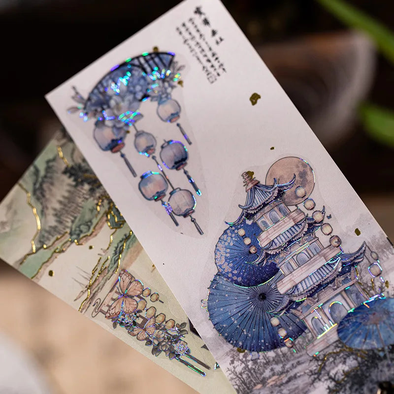 3 Sheets/Bag Of Classical Flower Hot Stamping PET Stickers Chinese