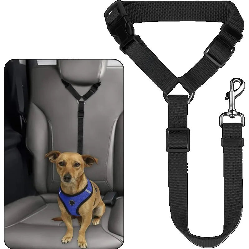 Solid Color Pet Car Seat Belt Nylon Lead Leash Backseat Safety Belt